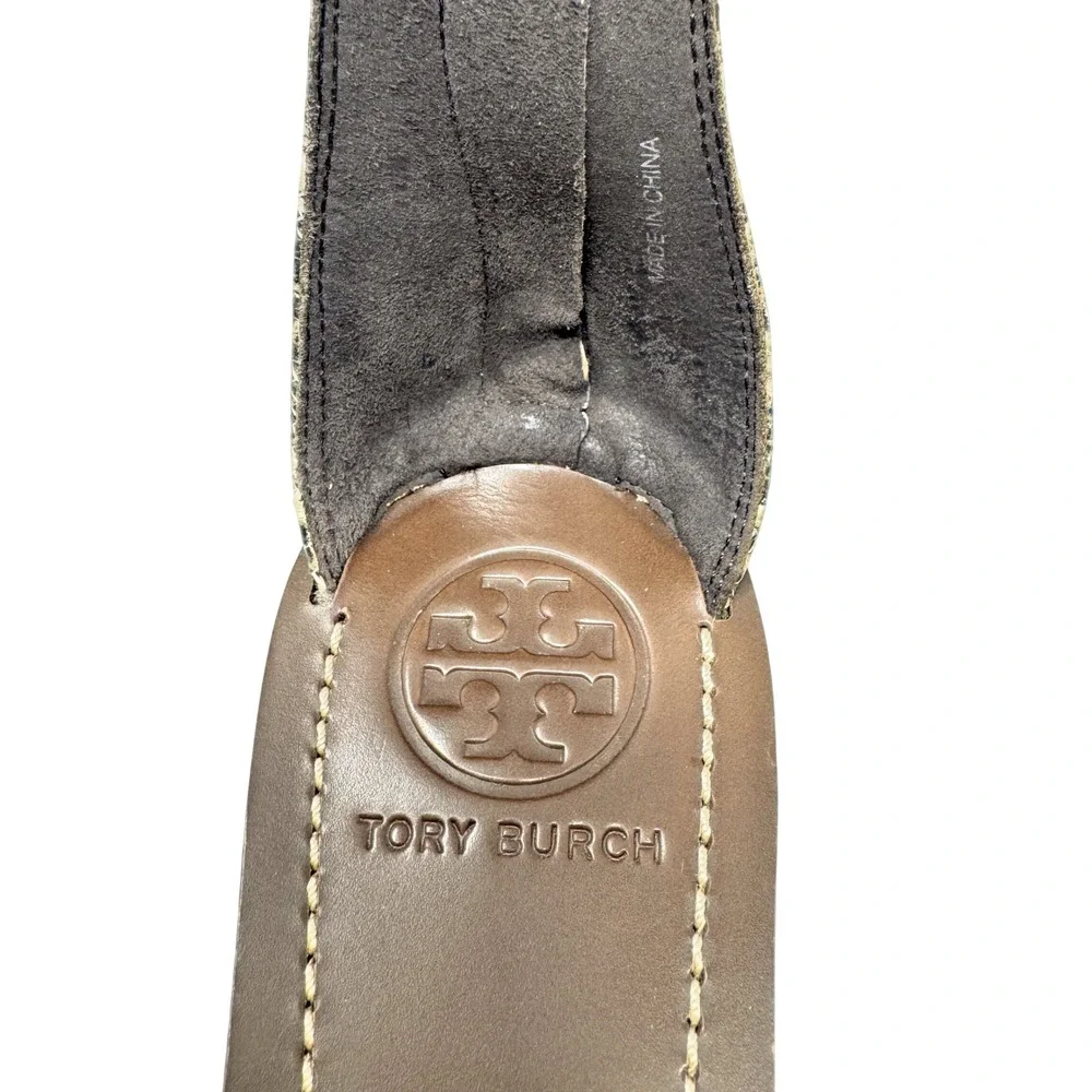 Tory Burch Mignon Ankle Strap Flat Sandals Gold Snake Print Size 8.5